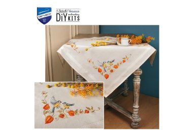  PN-0191006 Пташки на фізалісі. Набір для вишивки скатертини хрестом Vervaco