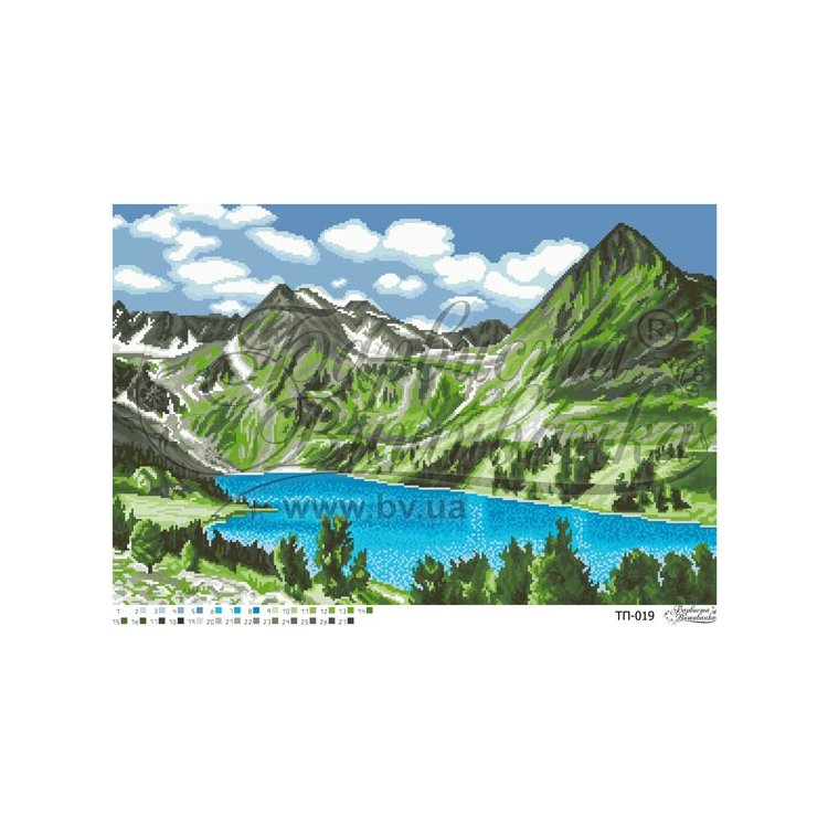 ТП-019 Озеро в серці гір. Схема для вишивки бісером (атлас) ТМ Барвиста Вишиванка - 1