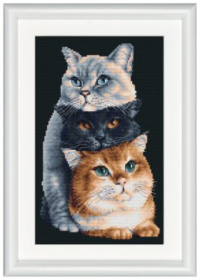 DSB015A Three Cats Black Aida. Набір для вишивки хрестом DSB - 1
