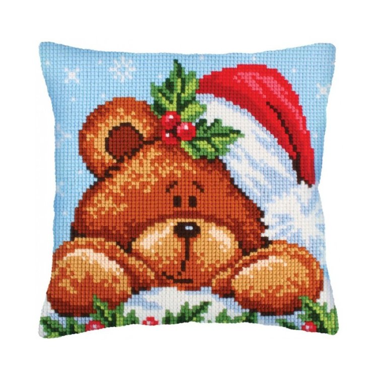 5240 Christmas with a teddy bear. Набор для вышивки крестом Collection D'Art - 1