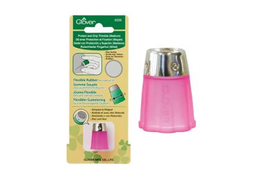  Силіконовий наперсток із металевим наконечником рожевий Clover розмір M арт. 6026