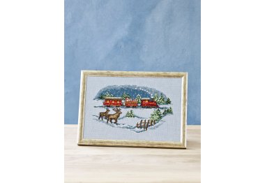  12-2287 Красный Рождественский поезд (Red christmas train. Набор для вышивания крестом PERMIN