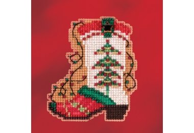 вышивка гладью MH181736 Праздничные ботинки. Набор для вышивки в смешанной технике Mill Hill