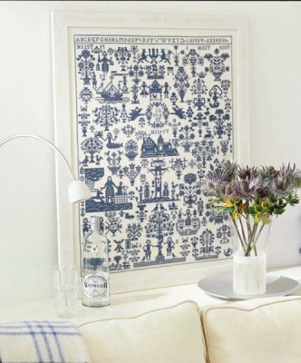 39-9440 Anno 1830 Sampler blue. Набір для вишивання хрестом PERMIN - 1 39-9440 Anno 1830 Sampler blue. Набір для вишивання хрестом PERMIN - 1