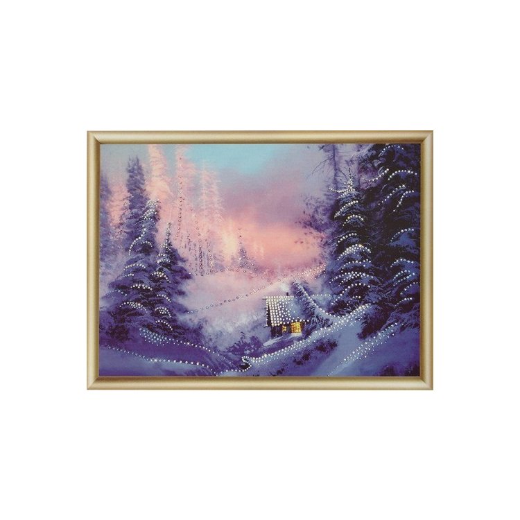 КС-090 Домик в зимнем лесу Набор картина стразами - 1