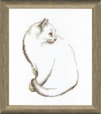ВТ-095 Сірий котик Набір для вишивки хрестиком - 1