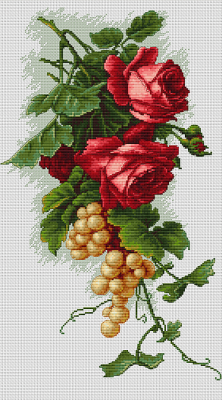 B2229 Червоні троянди з виноградом. Набір для вишивки хрестиком - 1