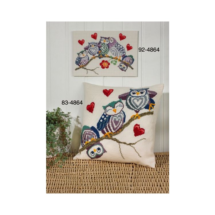 83-4864 Сови на гілці. Набір для вишивання хрестом PERMIN - 1 83-4864 Сови на гілці. Набір для вишивання хрестом PERMIN - 1