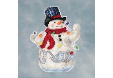  JS201611 Сніговик з гірляндою. Набір для вишивки в змішаній техніці Mill Hill
