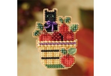 вишивка гладдю MH187201 Яблучний кошик. Набір для вишивки в змішаній техниці Mill Hill