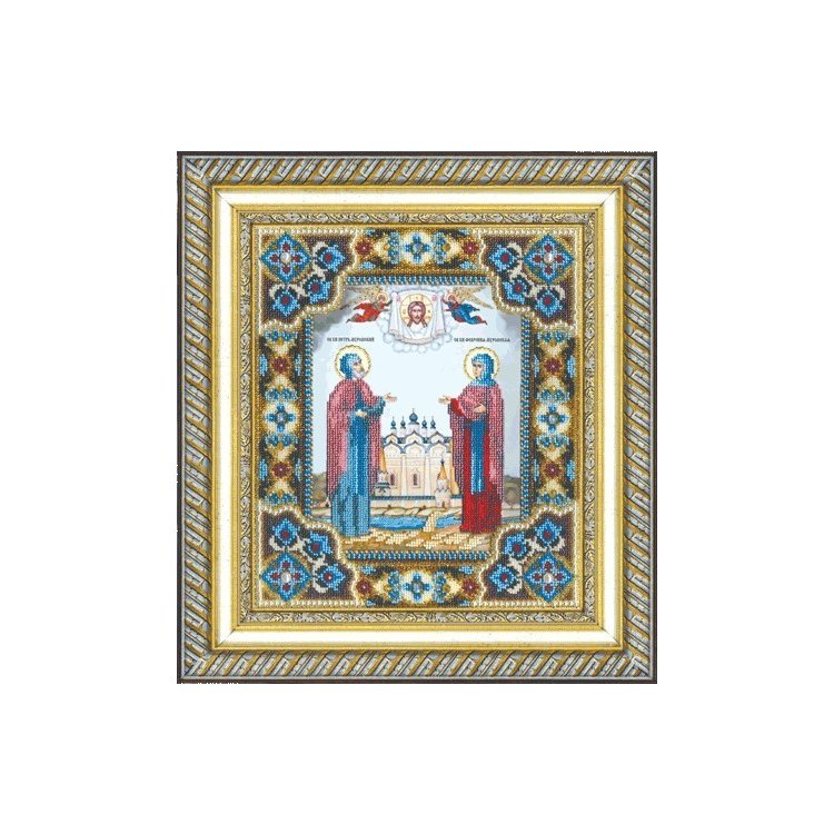 Б-1202 Икона святых Петра и Февронии Набор для вышивки бисером - 1