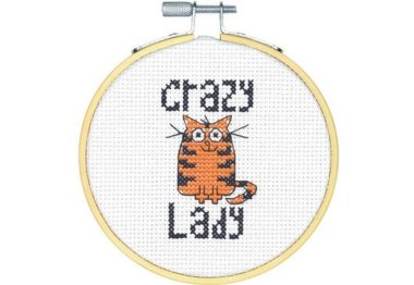 72-74831 Набор для вышивания крестом Stitch Wits Crazy Cat Lady DIMENSIONS с пяльцами