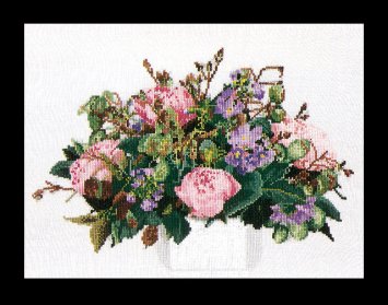 1080 Peonies Linen. Набор для вышивки крестом Thea Gouverneur - 1