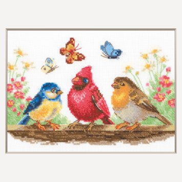 A1040 Весняні пташки. Набір для вишивки хрестиком AINE - 1