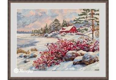 K-261 Дом у озера. Набор для вышивки крестом Мережка