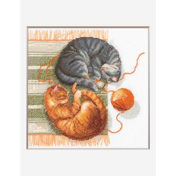 A1035 Кошки и нитки. Набор для вышивки крестиком AINE - 1 A1035 Кошки и нитки. Набор для вышивки крестиком AINE - 1