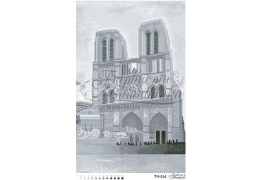  ТМ-016 Найвеличніший собор Франції (чорно-білий). Схема для вишивки бісером (габардин) ТМ Барвиста Вишиванка