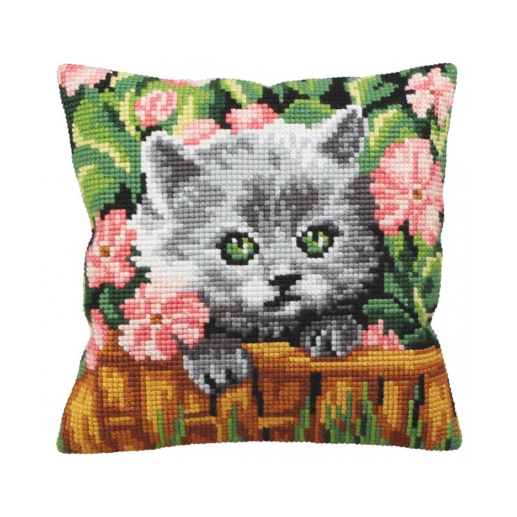 5163 Cute Kitten in Flowers. Набір для вишивки хрестиком Collection D'Art - 1