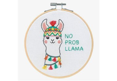 вышивка гладью 72-76181 Набор для вышивания гладью DIMENSIONS No Prob Llama "Лама" с пяльцами