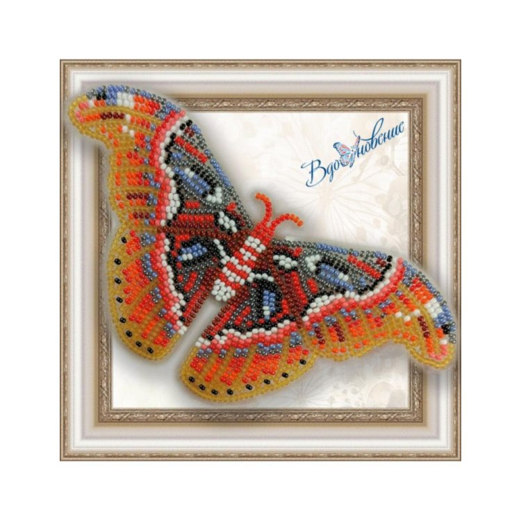 BGP-033 3D Бабочка Павлиноглазка Атлас. Набор для вышивки бисером ТМ Вдохновение - 1
