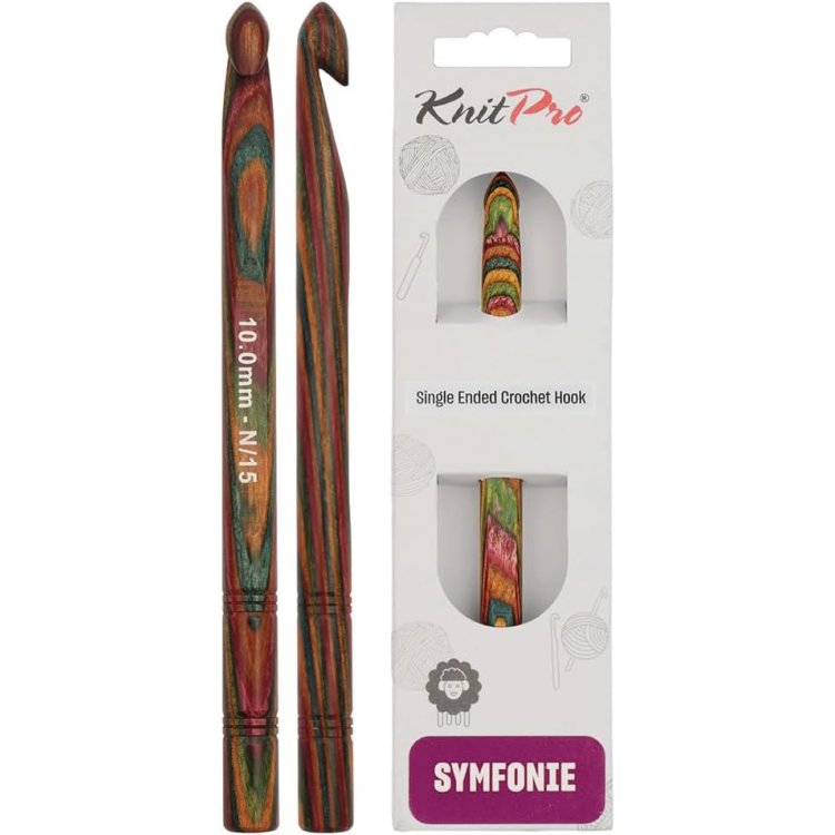 20714 Крючок вязальный односторонний Symfonie Wood KnitPro, 15 см, 10.00 мм - 1 20714 Крючок вязальный односторонний Symfonie Wood KnitPro, 15 см, 10.00 мм - 1