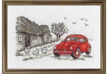  13-1391 Червоний автомобіль (Red car. Набір для вишивання хрестом PERMIN