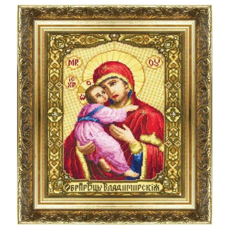 №255 Ікона Образ Пресвятої Богородиці Володимирської Набір для вишивання хрестом - 1