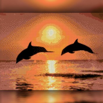 TWD30019L Дельфины на закате. Набор алмазной вышивки - 1