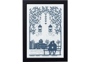  92-9367 Пара на скамейке (Couple on bench. Набор для вышивания крестом PERMIN