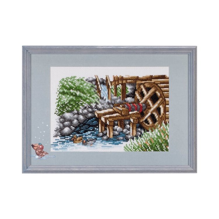 92-7136 Водяная мельница (Watermill. Набор для вышивания крестом PERMIN - 1