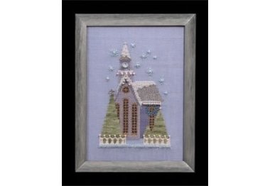  NC161 Little Snowy Lavender Church//Маленька сніжна лавандова церква. Схема для вишивки хрестиком на папері Nora Corbett