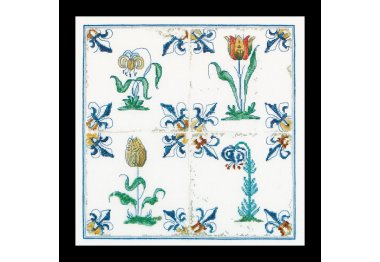  485 Antique Tiles. Flowers Linen. Набор для вышивки крестом Thea Gouverneur