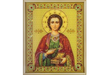 алмазна вишивка КС-051 Ікона великомученика і цілителя Пантелеймона Набір картина стразами