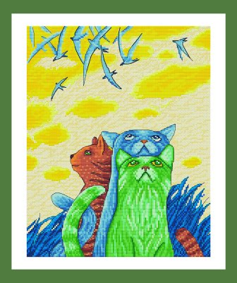Набір для вишивання хрестом Котоманія. Серпокрильці Ksenya project 10-005 - 1