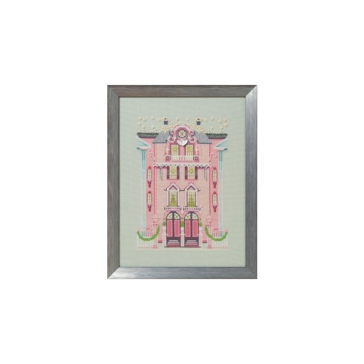 NC283 Розовый эдвардианский дом. Схема для вышивки крестом на бумаге Nora Corbett - 1