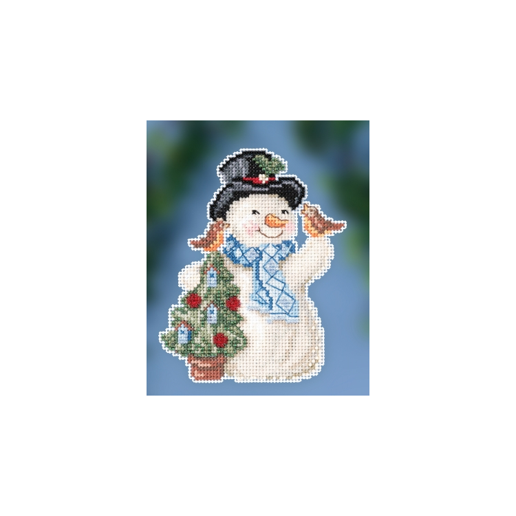 JS202012 Снеговик с пернатыми друзьями. Набор для вышивки в смешанной технике Mill Hill - 1