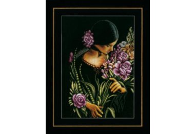  PN-0165378 Жінка і квіти. Набір для вишивки хрестиком Lanarte