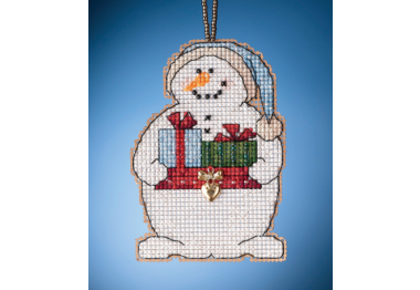 вышивка гладью MH162136 Снеговик с подарками. Набор для вышивки в смешанной технике Mill Hill