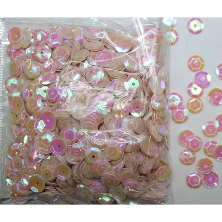 Пайетки круглые. Цвет - светло-розовый (тиснение), Ø - 6 мм, уп/15 грамм. №79 - 1