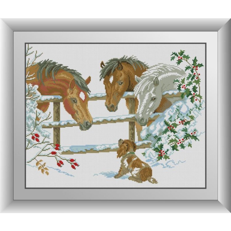 30901 Лошади со щенком. Набор для рисования камнями - 1