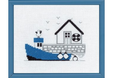 наборы для вышивки крестом 13-7125 Голубая лодка. Набор для вышивания крестом PERMIN