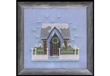  NC160 Little Snowy Gray Cottage//Маленький засніжений сірий котедж. Схема для вишивки хрестиком на папері Nora Corbett