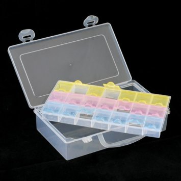 Організатор для рукоділля 21 осередок (таблетниця різнобарвна) в прямокутній коробці + з ручкою - 1