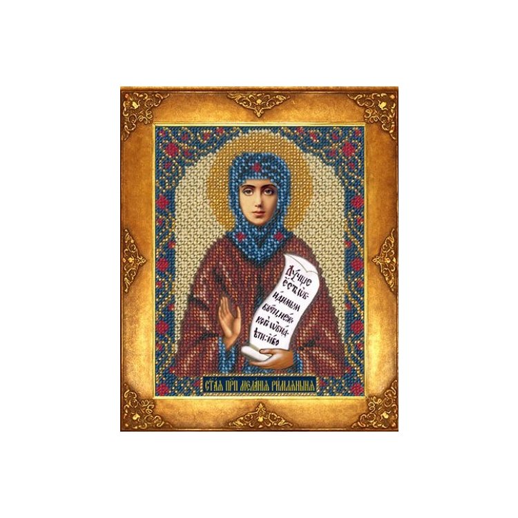 Ткань с рисунком для вышивки бисером и крестом КАРОЛИНКА Св. Мелания, 13,5*18см ₽