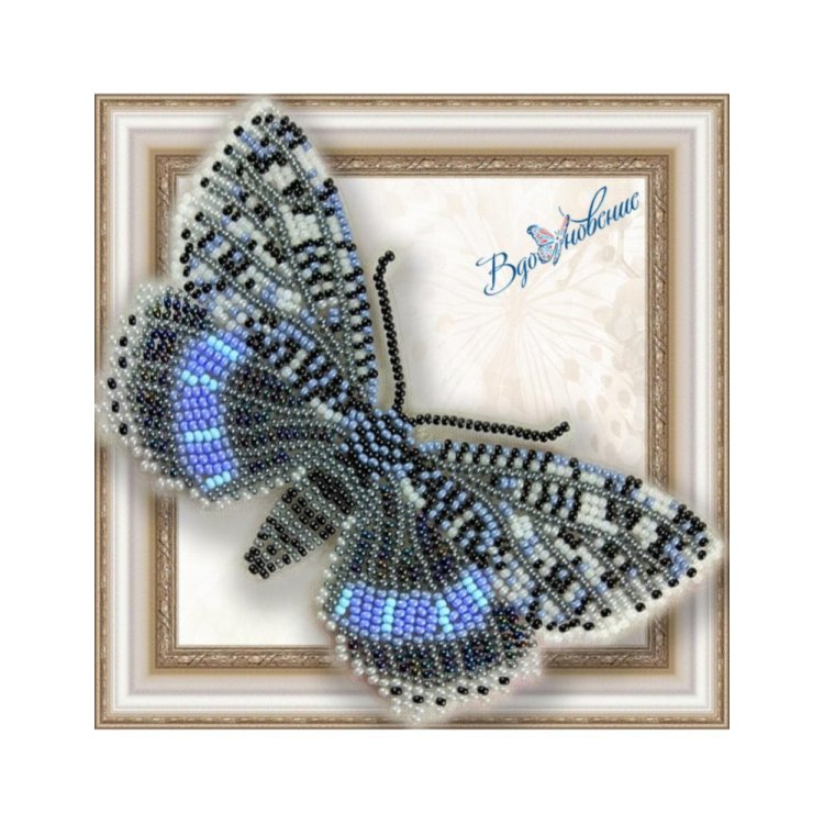 BGP-040 3D Бабочка Ленточница голубая. Набор для вышивки бисером ТМ Вдохновение - 1