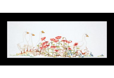  2017 Poppies & Geese Linen. Набор для вышивки крестом Thea Gouverneur