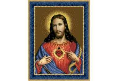  ТО-079 Ікона Відкрите Серце Ісуса. Схема для вишивки бісером (габардин) ТМ Барвиста Вишиванка