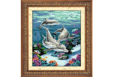 алмазна вишивка 30059 Сім'я дельфінів. Набір для малювання камінням