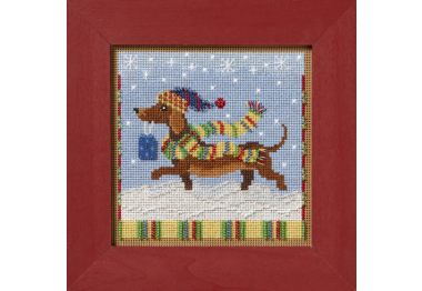 вишивка гладдю MH142433 Жвава такса. Набір для вишивки в змішаній техниці Mill Hill