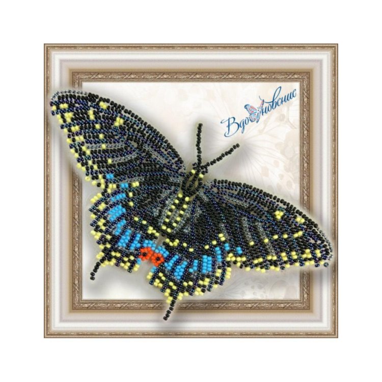BGP-003 3D Бабочка Черный Махаон. Набор для вышивки бисером ТМ Вдохновение - 1